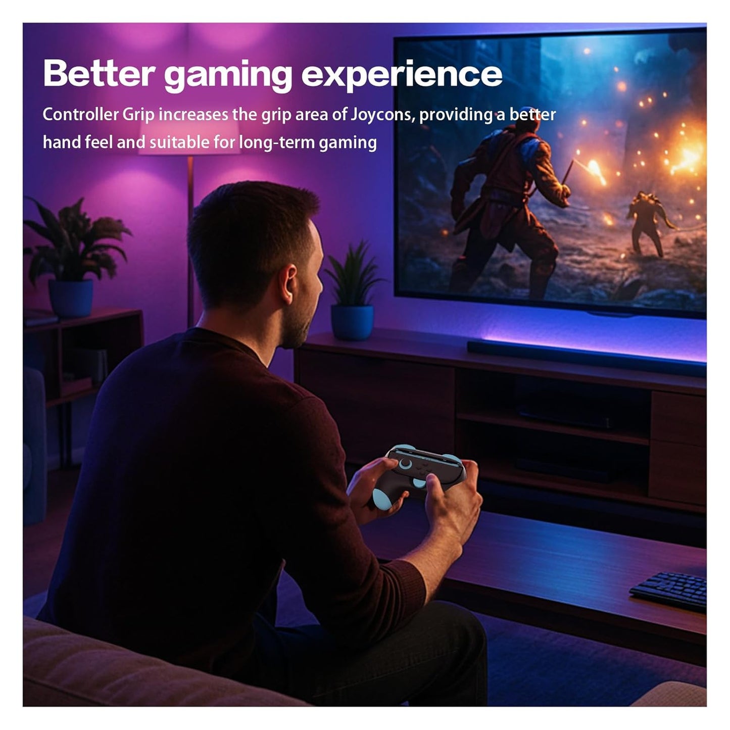 HEATFUN Switch 2 Controller Grips, Ergonomic Handles for Switch 2 Joy-Con, Anti-Slip & Lightweight Switch 2 Joycon Grips - Black (2 Packs)