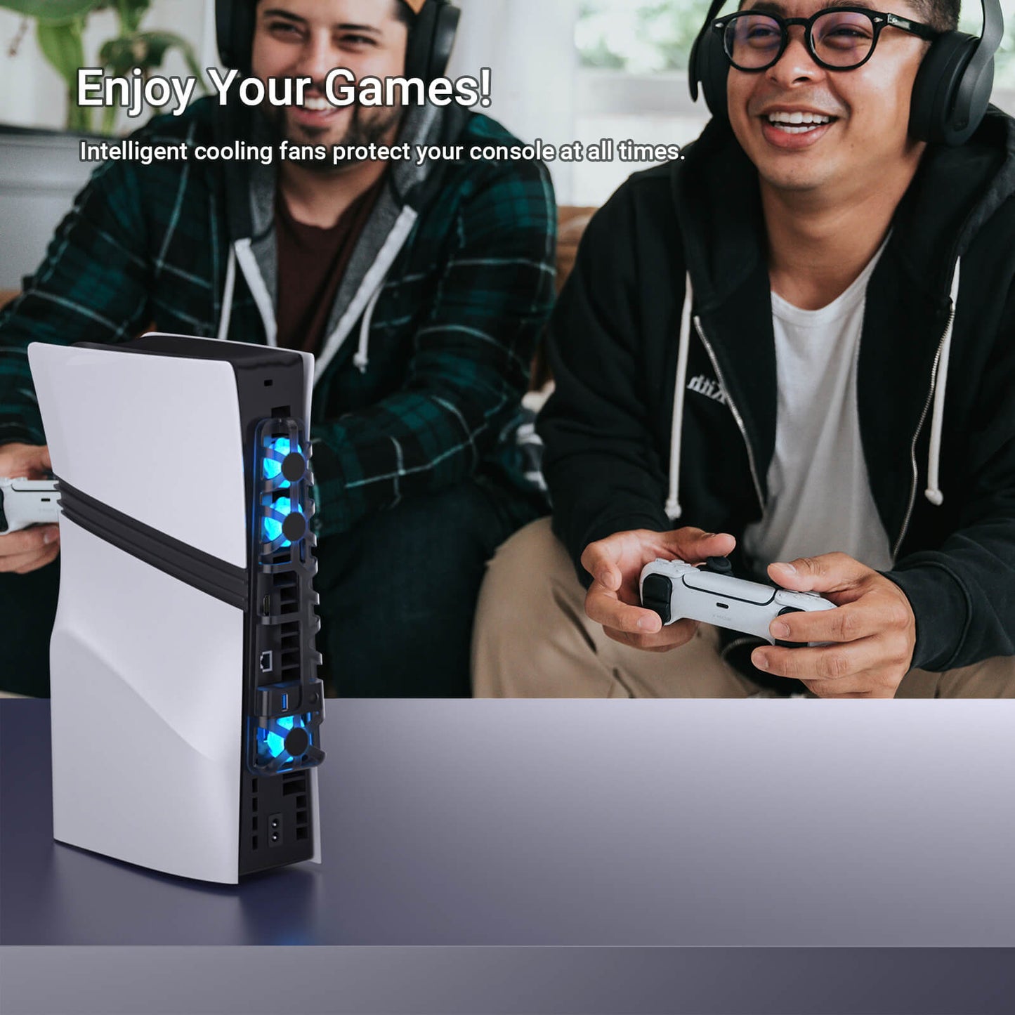 PS5 Pro Fan with USB Port & Blue LED Lights, Triple High-Speed Fans for Efficient Cooling, Quiet Operation, Adjustable Speed, Premium PS5 Pro Cooling Fan & Must-Have PS5 Pro Accessories for Ultimate Gaming Performance