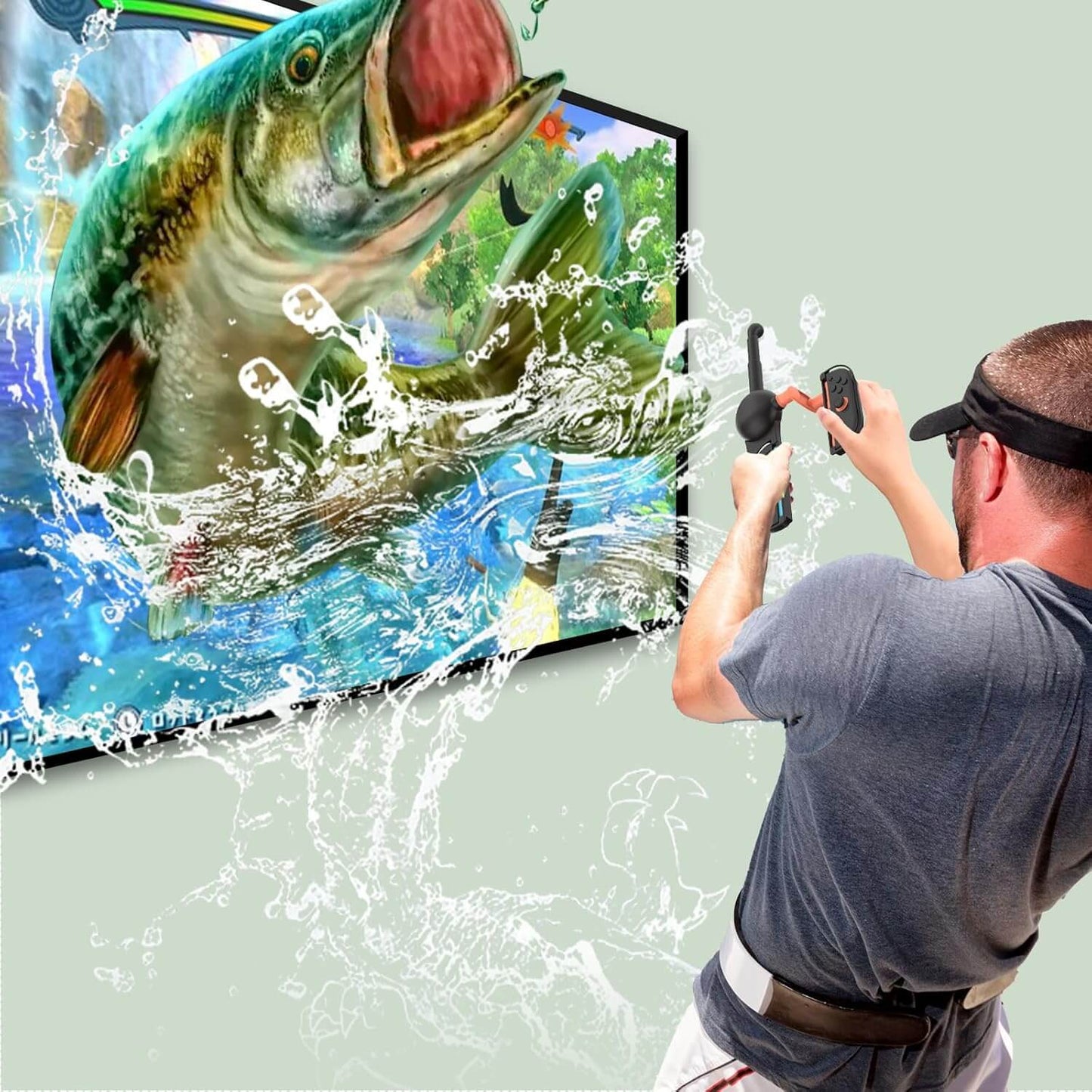 HEATFUN Switch 2 Fishing Rod - Realistic Fishing Game Accessory for Switch 2/Switch/Switch OLED Joycon, Compatible with Bass Pro Shops: The Strike & All Fishing/Hunting Games - 1 Pack