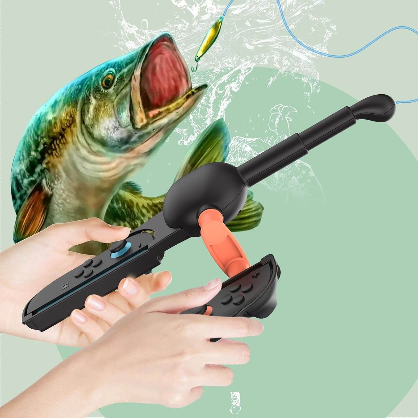 HEATFUN Switch 2 Fishing Rod - Realistic Fishing Game Accessory for Switch 2/Switch/Switch OLED Joycon, Compatible with Bass Pro Shops: The Strike & All Fishing/Hunting Games - 1 Pack