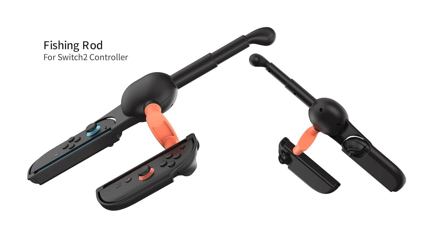 HEATFUN Switch 2 Fishing Rod - Realistic Fishing Game Accessory for Switch 2/Switch/Switch OLED Joycon, Compatible with Bass Pro Shops: The Strike & All Fishing/Hunting Games - 1 Pack