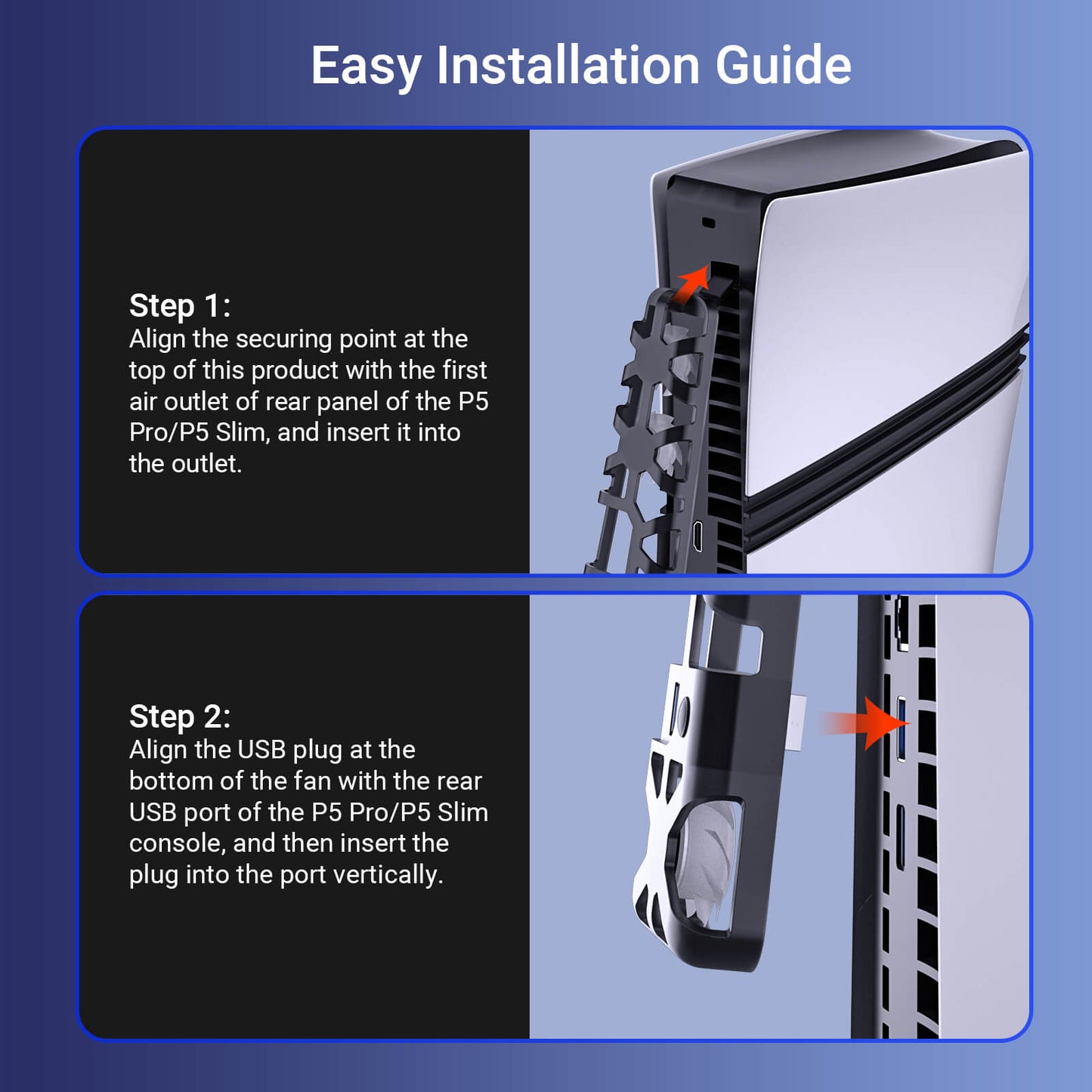 PS5 Pro Fan with USB Port & Blue LED Lights, Triple High-Speed Fans for Efficient Cooling, Quiet Operation, Adjustable Speed, Premium PS5 Pro Cooling Fan & Must-Have PS5 Pro Accessories for Ultimate Gaming Performance