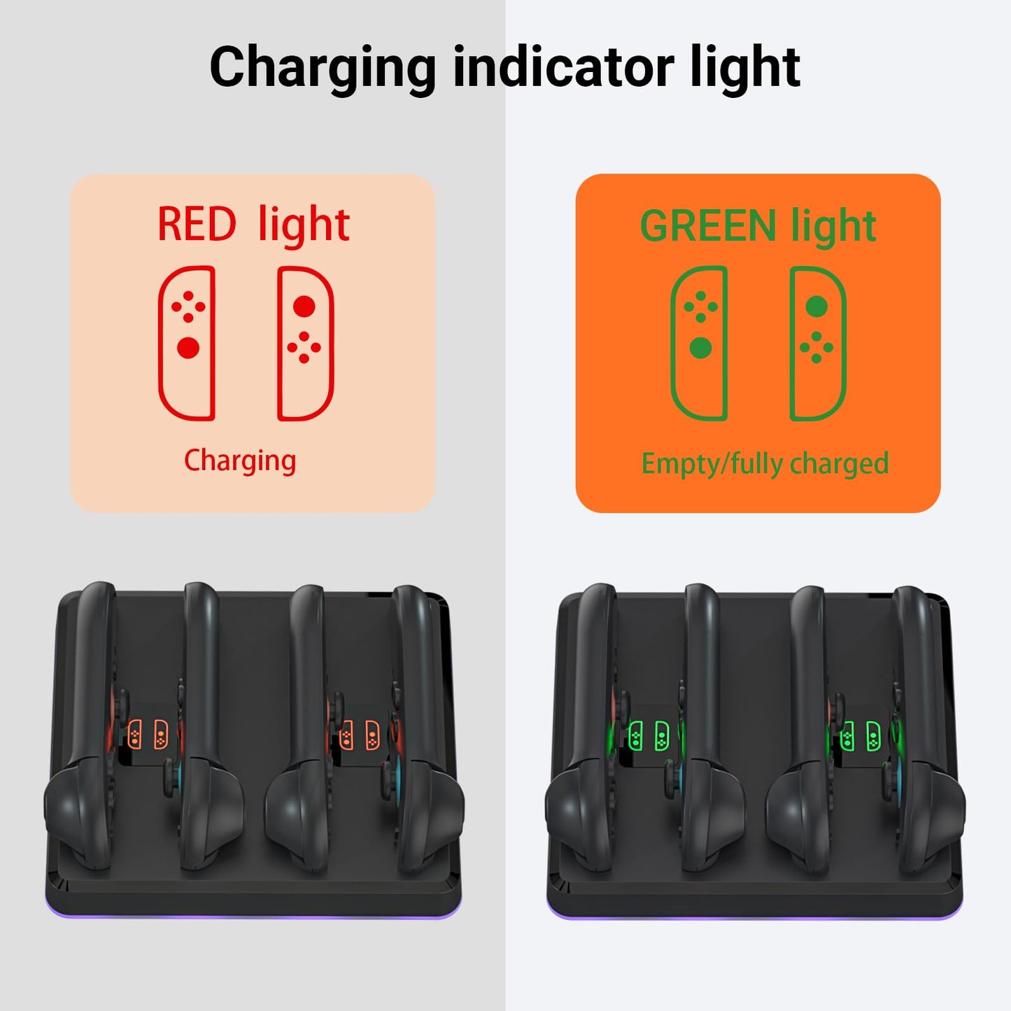 Switch 2 Controller Charger Dock with RGB Lighting, LED Indicator, Wall Mount & Type-C Port – Fast Charging Station for 4 Joy-Cons – Compact & Neat Design – Must-Have Switch 2 Accessories