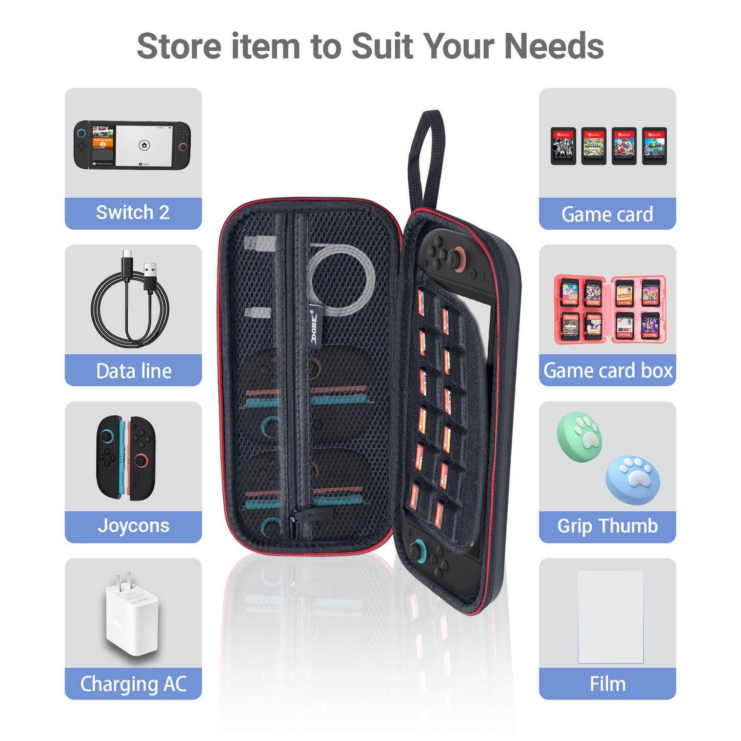 Switch 2 Carrying Case with Game Card Slots & 2 Switch 2 Screen Protectors – Hard Shell Switch 2 Case, Travel Organizer Switch 2 Carry Case, Must-Have Switch 2 Accessories Kit 2025