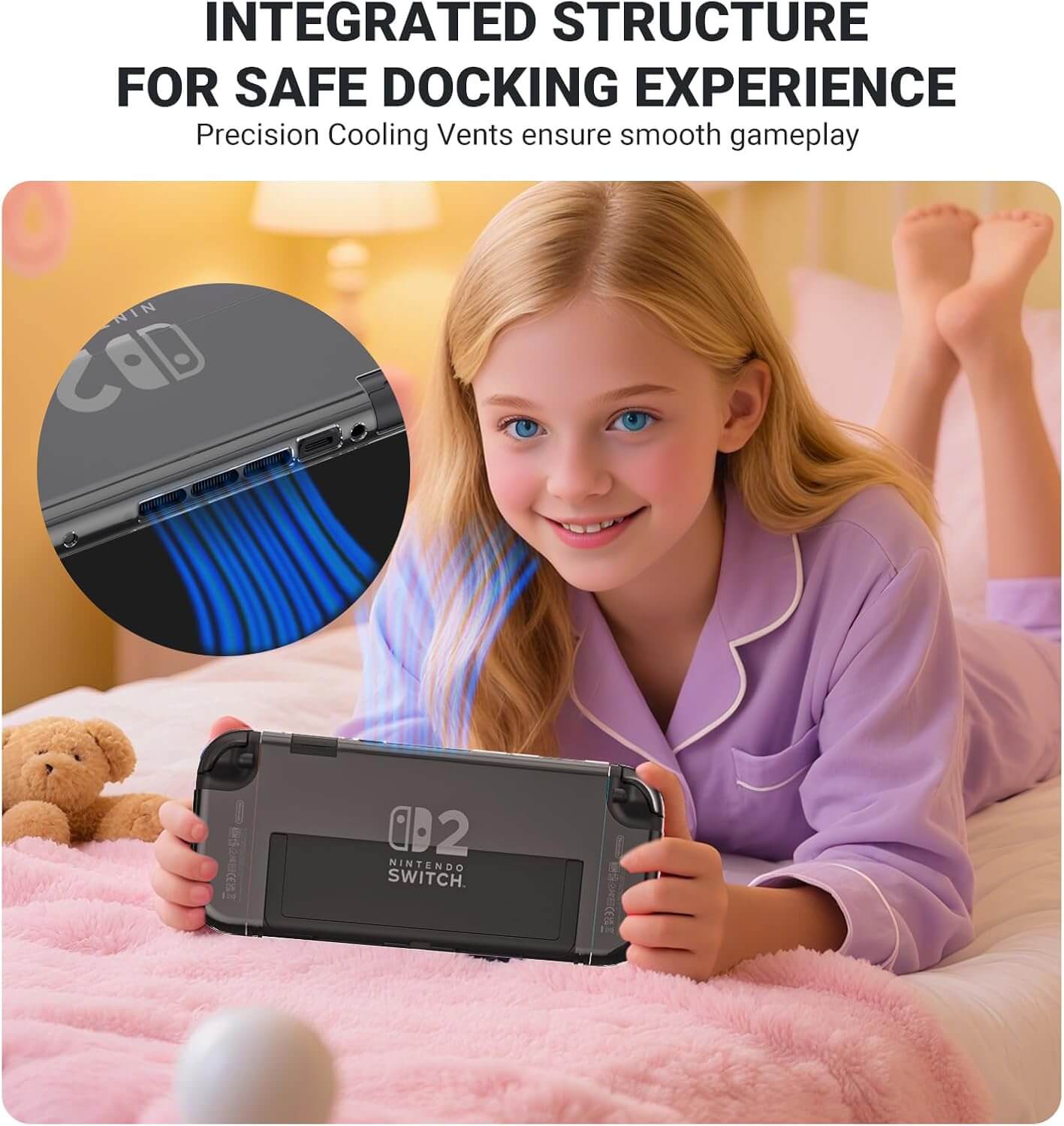 Switch 2 Protective Case Dockable, Crystal Clear Switch 2 Shell Case with Precision Cutouts, Slim & Durable Design