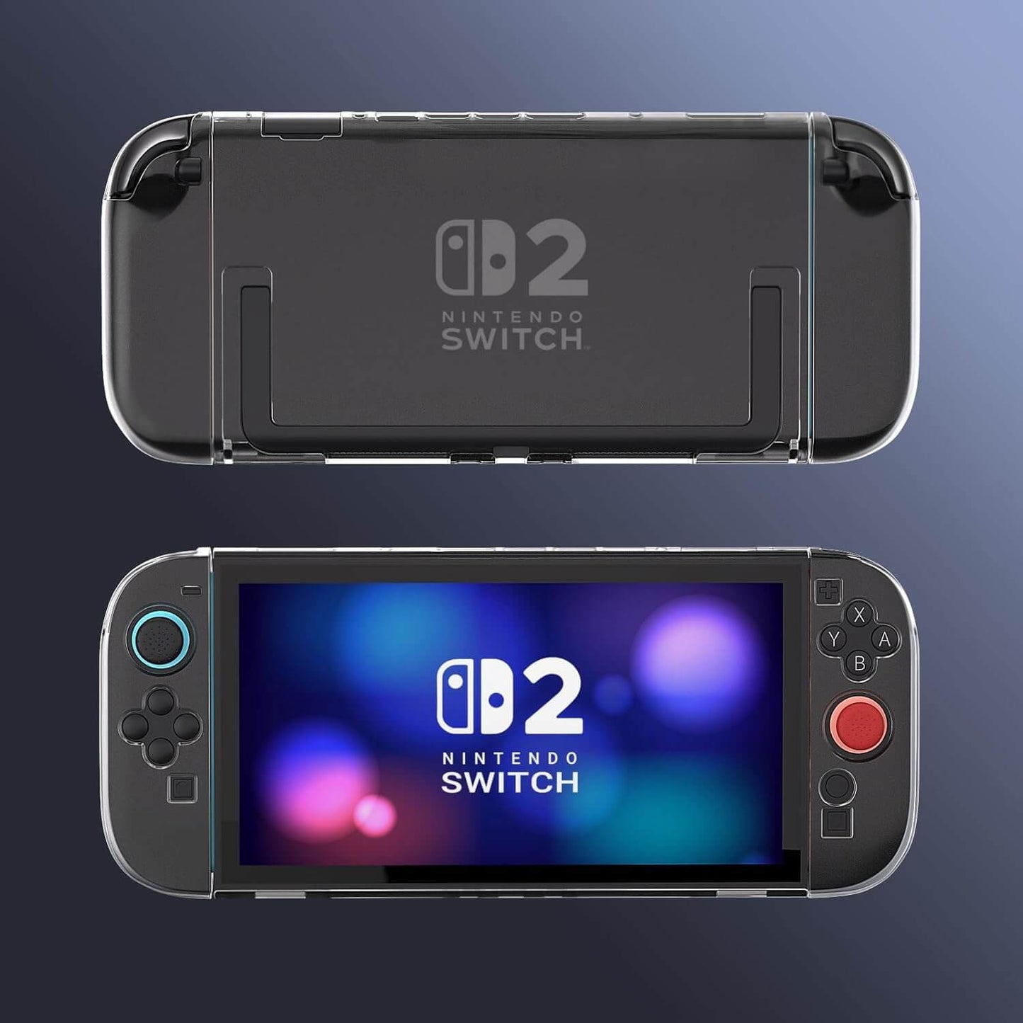 Switch 2 Protector Dockable Case - Clear Hard Shell Cover with Joy-Con Grip TPU, Tempered Glass Screen Protector & Thumb Caps - Protective Accessories Kit for Nintendo Switch Console