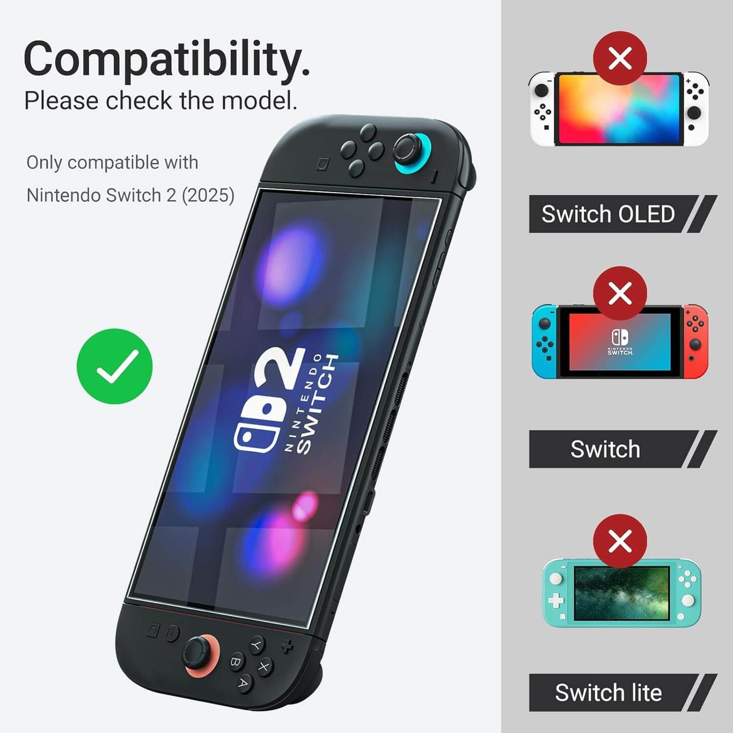 HEATFUN Switch 2 Screen Protector, Blue Light Blocking Tempered Glass Screen Protector for Switch 2, 9H Hardness, HD Clear, Anti-Fingerprint, Anti-Scratch, Eye Protection, Easy Installation - 2-Pack