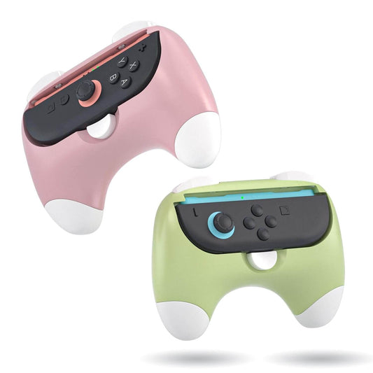 HEATFUN Switch 2 Controller Grips, Ergonomic Handles for Switch 2 Joy-Con, Anti-Slip & Lightweight Switch 2 Joycon Grips - Pink Green (2 Packs)