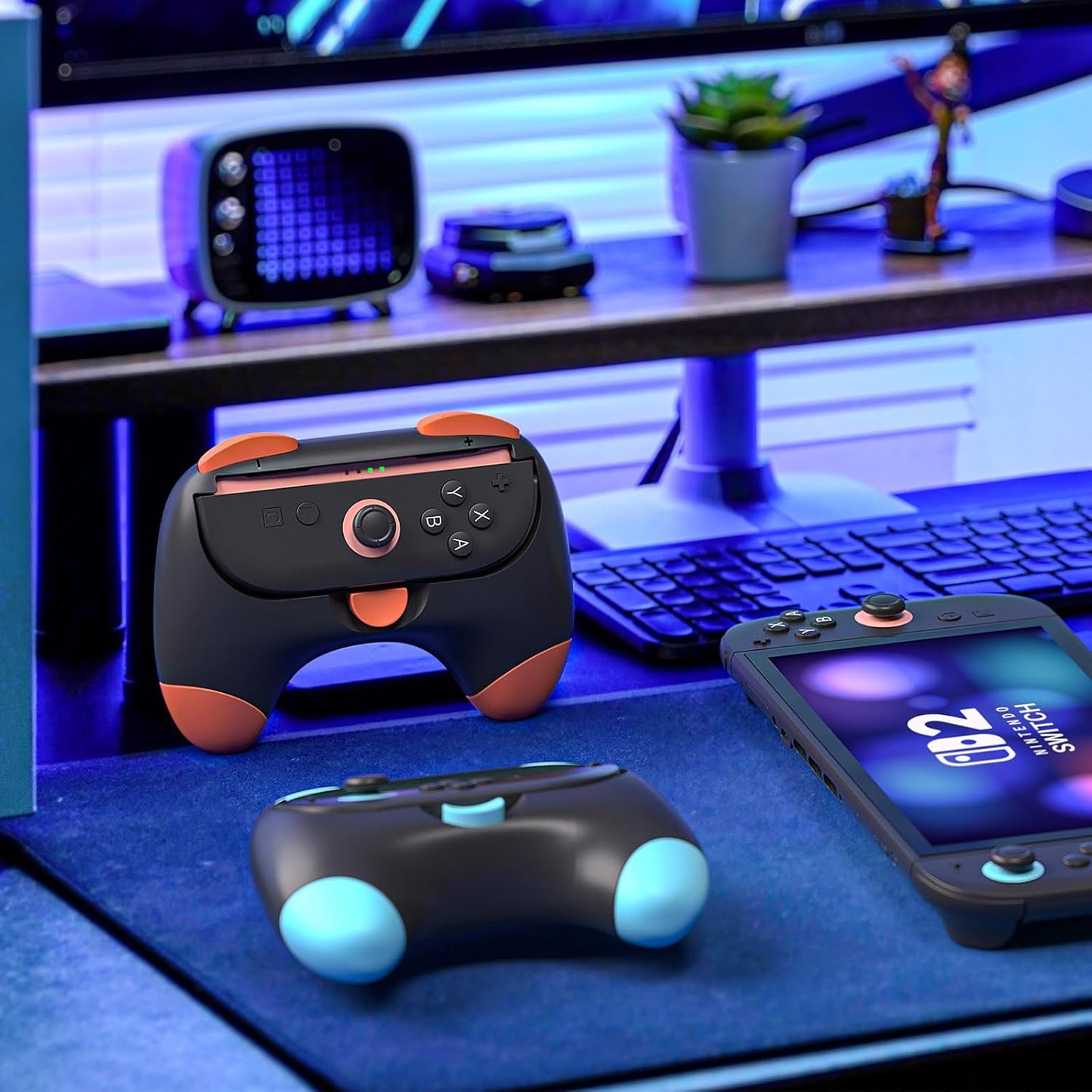 HEATFUN Switch 2 Controller Grips, Ergonomic Handles for Switch 2 Joy-Con, Anti-Slip & Lightweight Switch 2 Joycon Grips - Black (2 Packs)