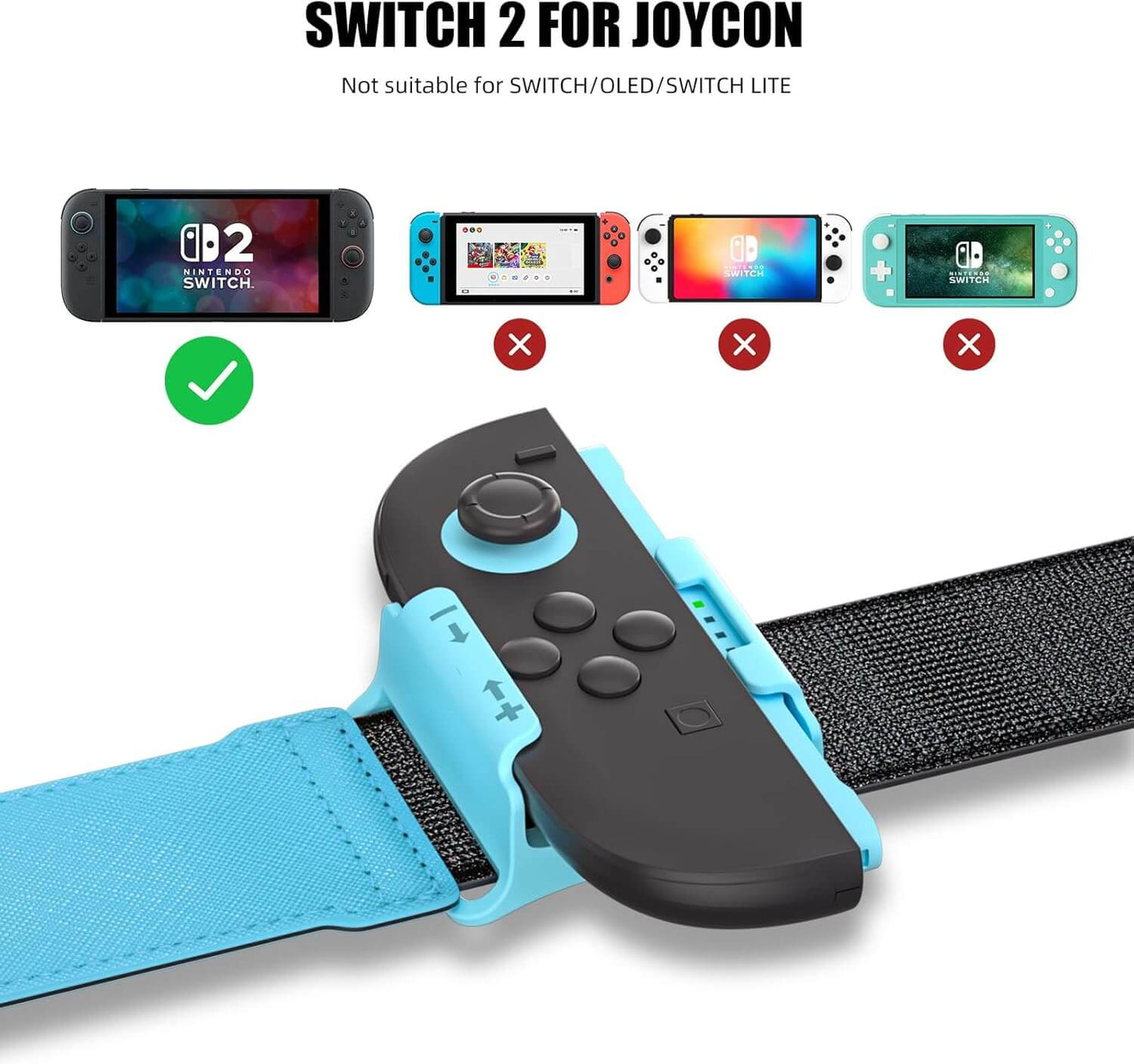 Switch 2 Wrist & Leg Straps 4-Pack - Adjustable Joy-Con 2 Bands for Adults/Teens/Kids | Compatible with Just Dance, Fitness & Zumba