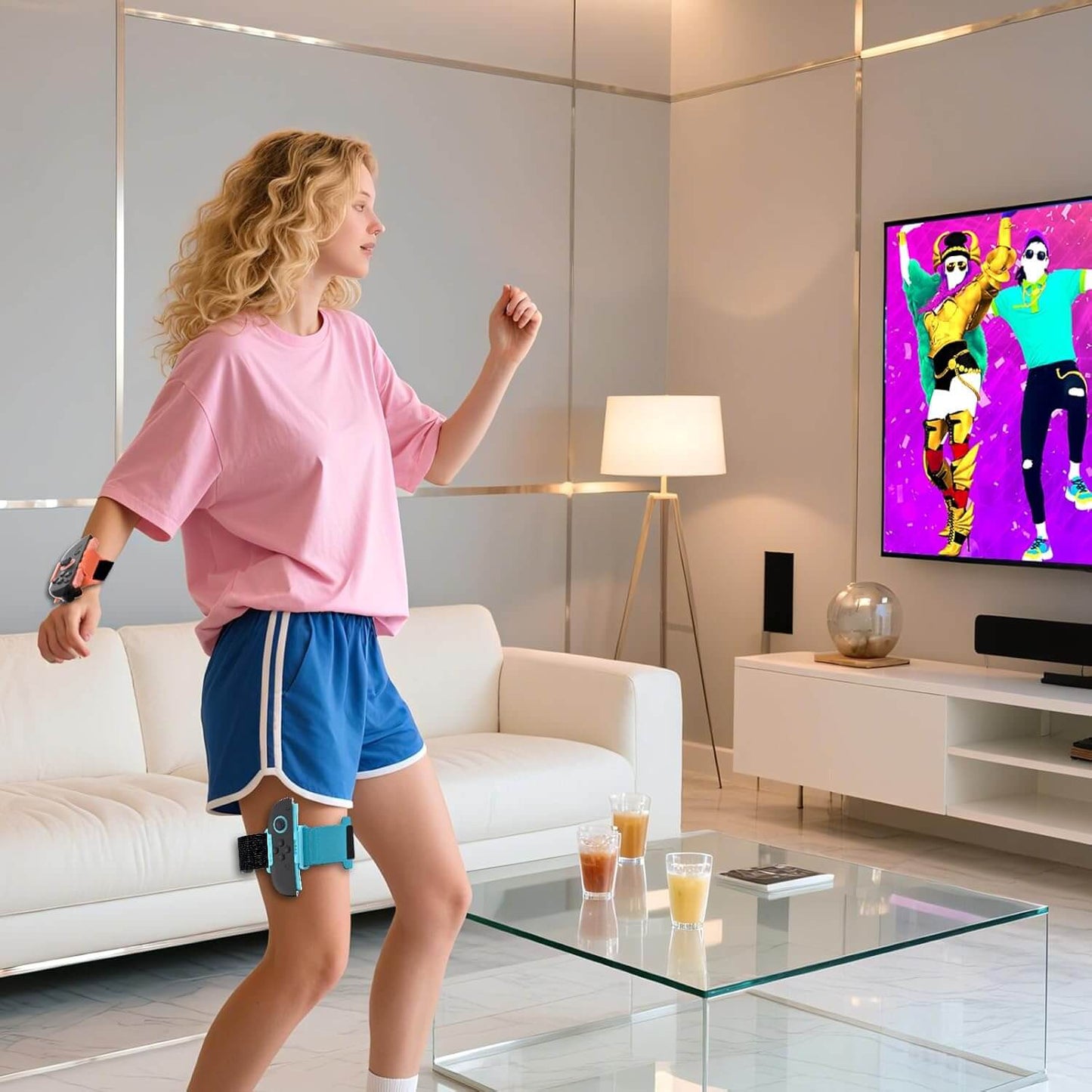 Switch 2 Wrist & Leg Straps 4-Pack - Adjustable Joy-Con 2 Bands for Adults/Teens/Kids | Compatible with Just Dance, Fitness & Zumba