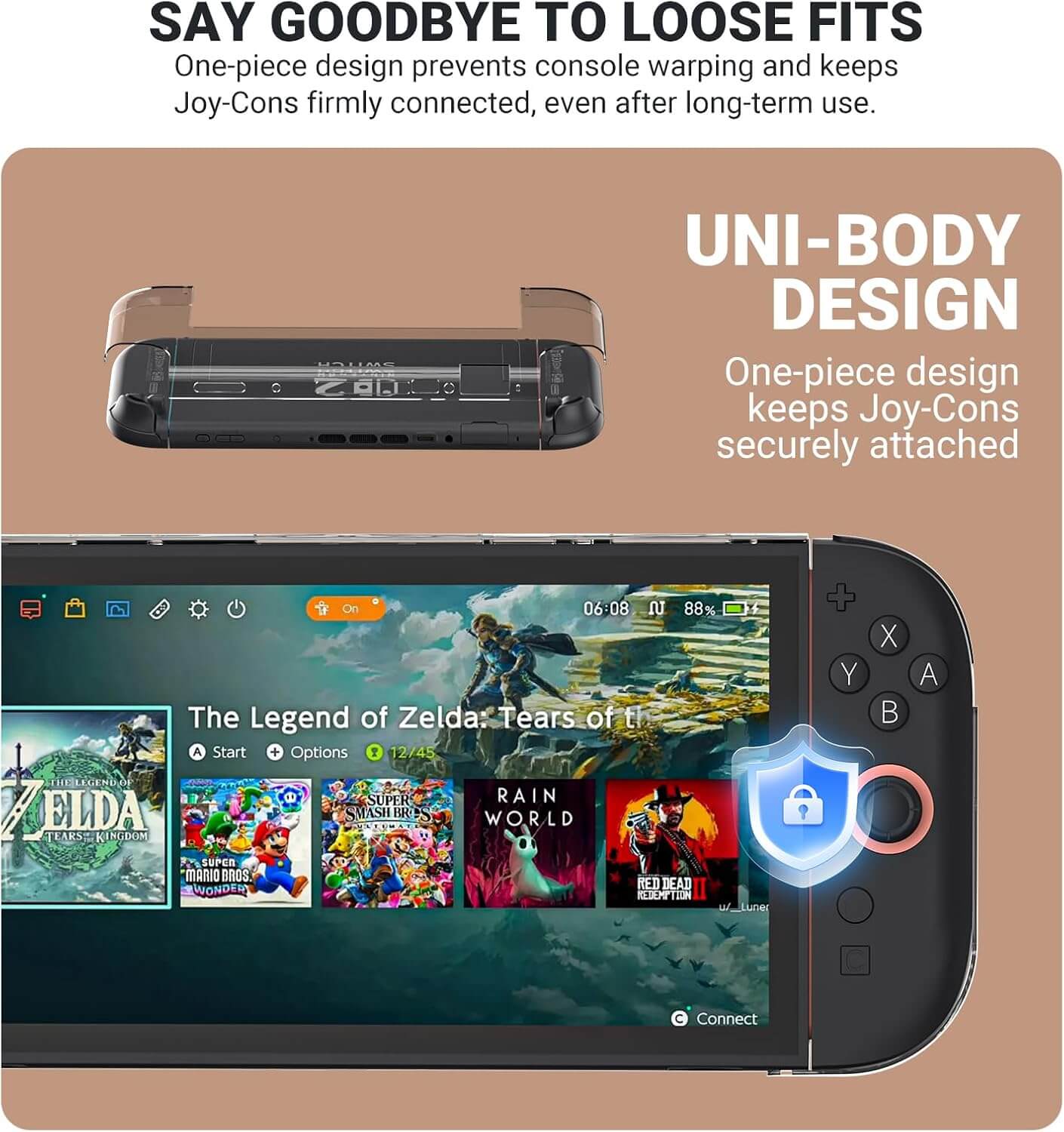 Switch 2 Protective Case Dockable, Crystal Clear Switch 2 Shell Case with Precision Cutouts, Slim & Durable Design