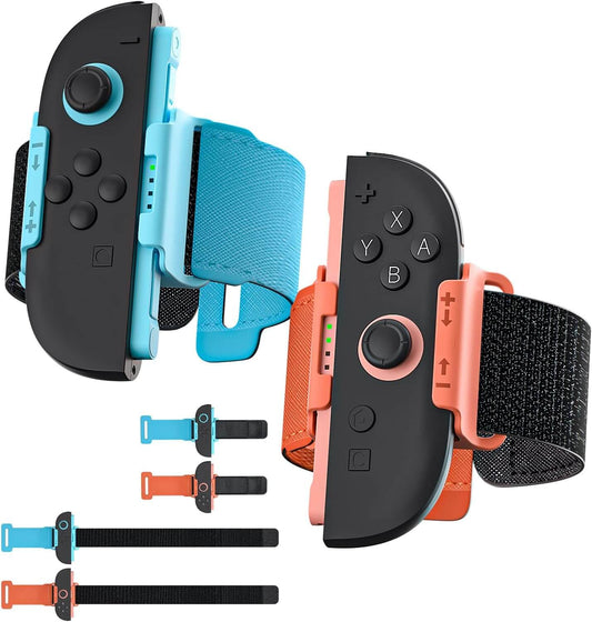 Switch 2 Wrist & Leg Straps 4-Pack - Adjustable Joy-Con 2 Bands for Adults/Teens/Kids | Compatible with Just Dance, Fitness & Zumba