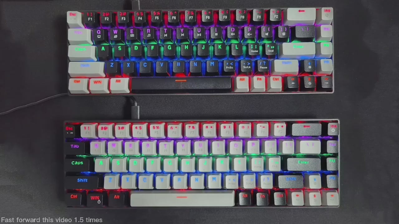 Wired RGB Backlit Mechanical Keyboard 68 Key Caps