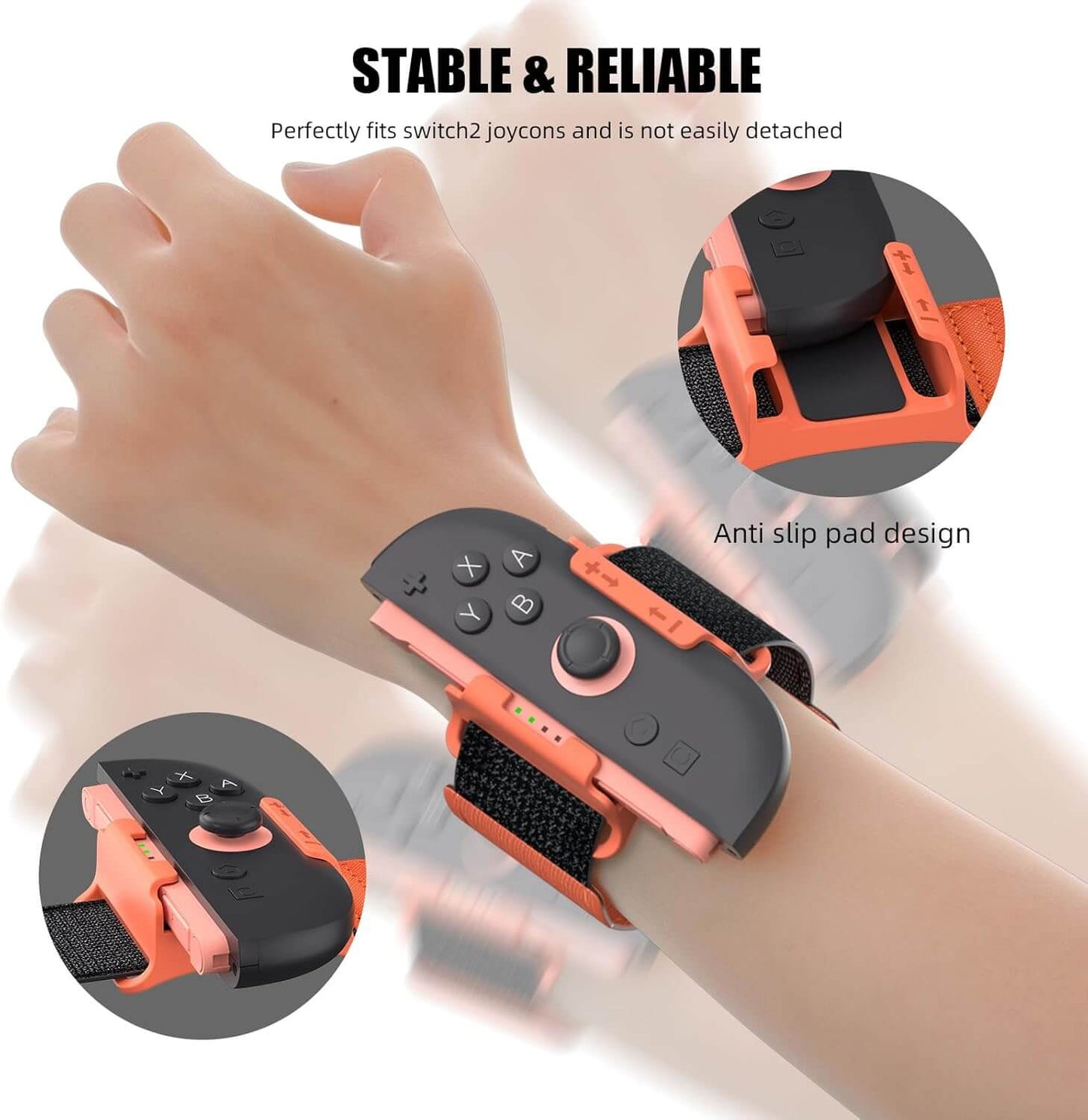 Switch 2 Wrist & Leg Straps 4-Pack - Adjustable Joy-Con 2 Bands for Adults/Teens/Kids | Compatible with Just Dance, Fitness & Zumba