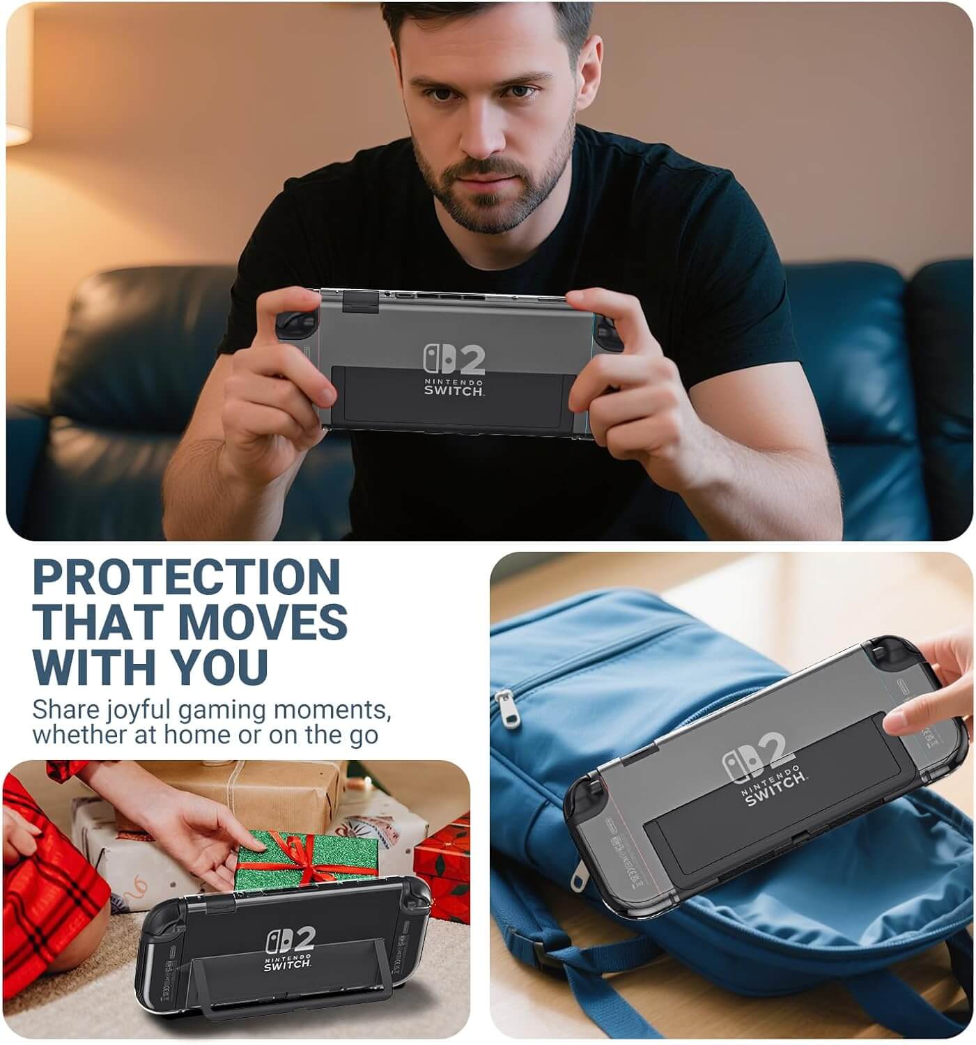 Switch 2 Protective Case Dockable, Crystal Clear Switch 2 Shell Case with Precision Cutouts, Slim & Durable Design