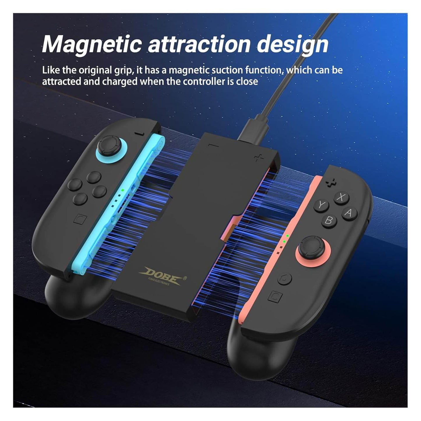 HEATFUN Magnetic Nintendo Switch 2 Charging Grip – Dual LED Joycon 2 Charging Grip for Seamless Play & Charge, Includes USB-C Cable – Compatible with Switch 2 Joycon Accessories Only