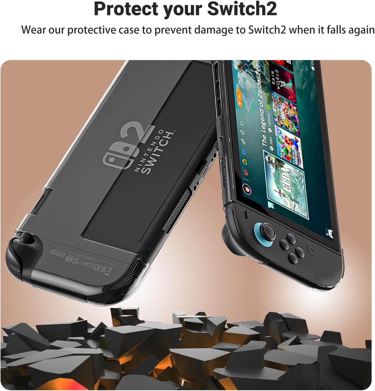 Switch 2 Protective Case Dockable, Crystal Clear Switch 2 Shell Case with Precision Cutouts, Slim & Durable Design