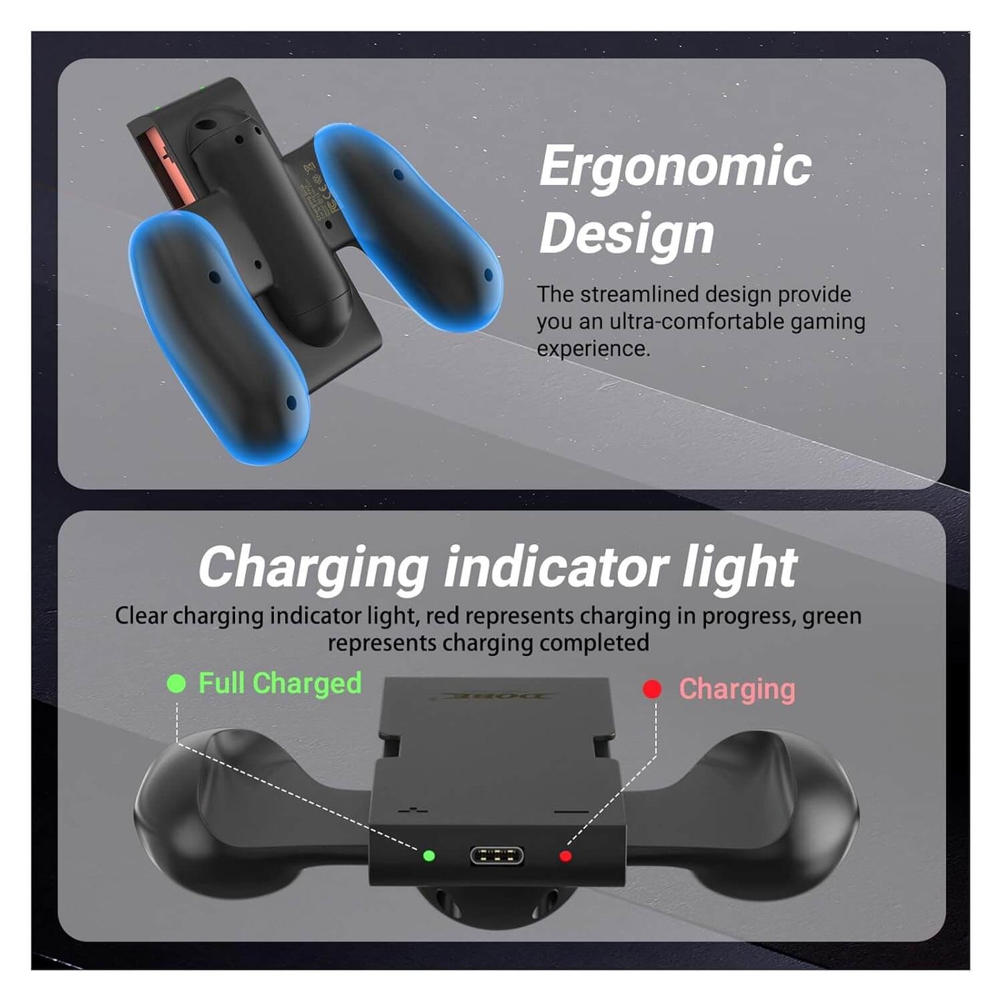 HEATFUN Magnetic Nintendo Switch 2 Charging Grip – Dual LED Joycon 2 Charging Grip for Seamless Play & Charge, Includes USB-C Cable – Compatible with Switch 2 Joycon Accessories Only