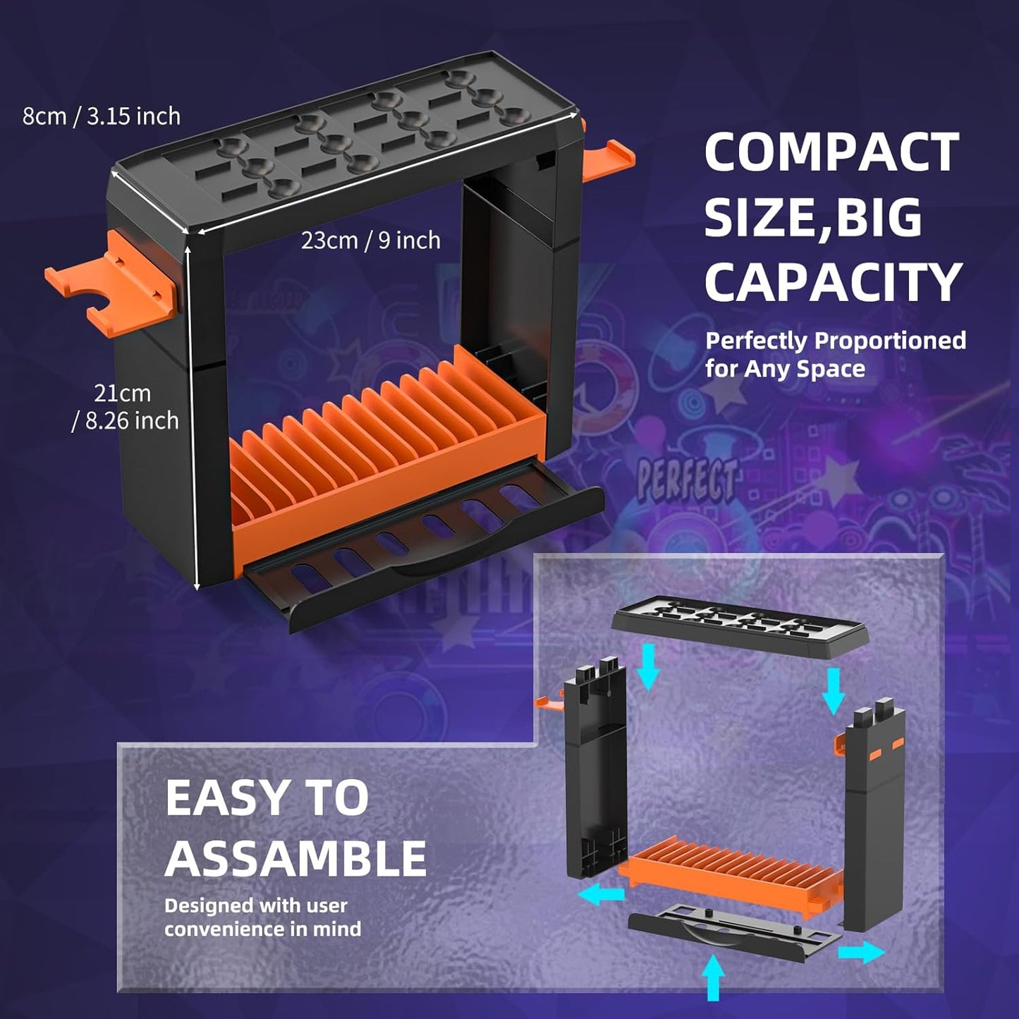 OLYGIVE Game Storage Tower Compatible With Nintendo Switch 2, Switch 2 Stand Holder, Game Disk Rack, Controller Organizer, Switch Holder Stand for Gamers (Black)