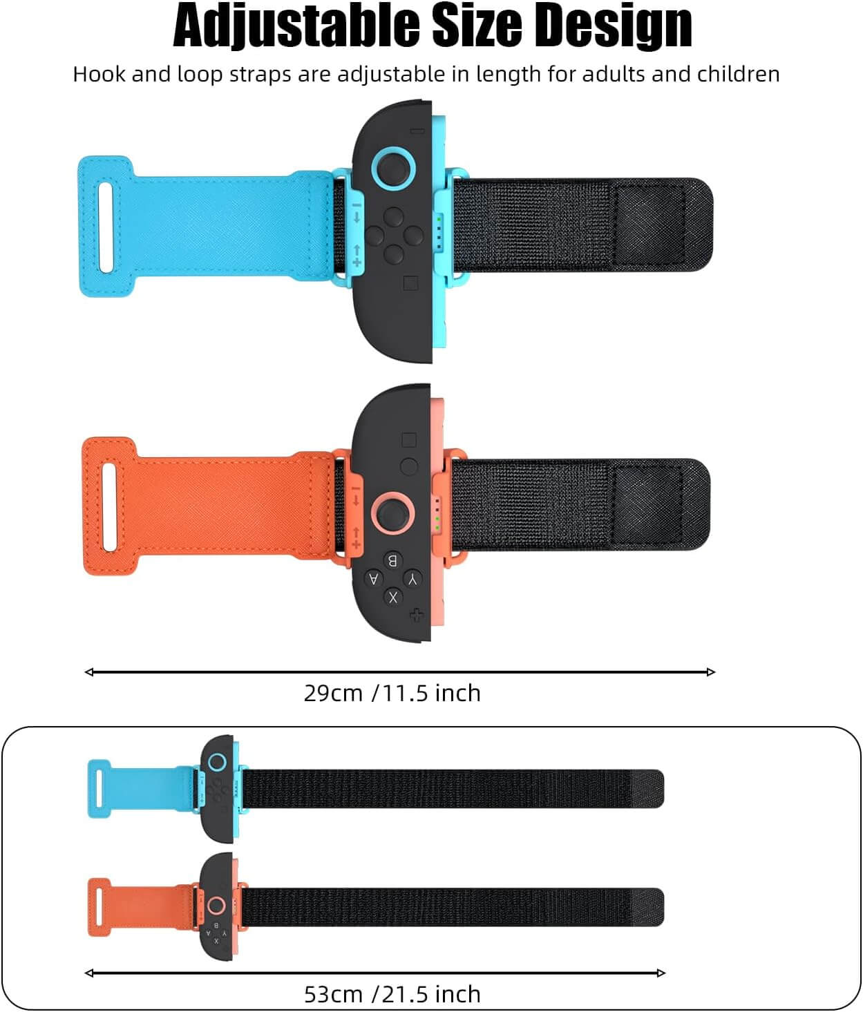 Switch 2 Wrist & Leg Straps 4-Pack - Adjustable Joy-Con 2 Bands for Adults/Teens/Kids | Compatible with Just Dance, Fitness & Zumba