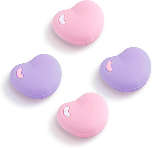 Silicone Joycon Thumb Grip Caps, Soft Joystick Cover Caps Compatible with Nintendo Switch/OLED/Switch Lite, 4PCS - Pink and Purple Heart