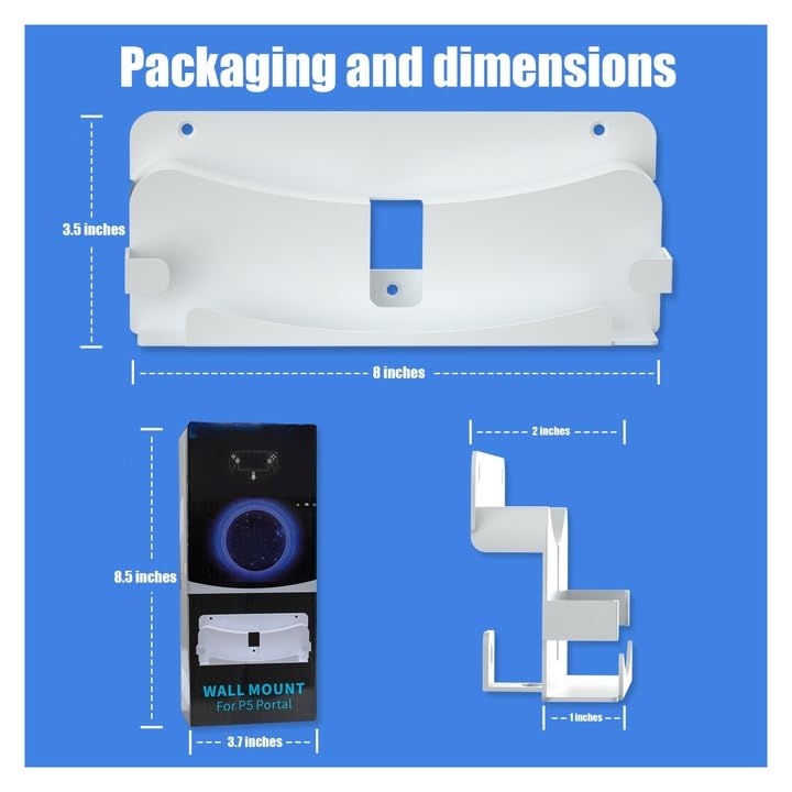 HEATFUN Wall Mount for Playstation Portal Remote Player, PlayStation Portal Wall Mount on Wall Near Or Behind TV, Storage and Display Bracket Holder for PS5 Portal Accessories(White)