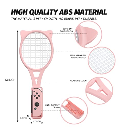 Tennis Racket for Nintendo Switch Sports or Nintendo Switch OLED Joycons for Mario Tennis Aces Accessories (2-Pack)