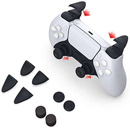 PS5 Trigger Extenders and Thumb Grips Kit - Joystick Extenders, Trigger Stoppers, Rubber Caps for Enhanced Accuracy and Faster Reaction - Controller Attachments for Competitive Gaming on PlayStation 5