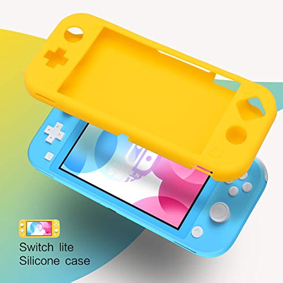 Switch lite Protective Case, Silicone Case for Nintendo Switch Lite with Glass Screen Protector - Yellow