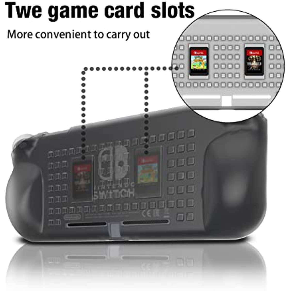 Switch lite Gray Case, Switch lite TPU Case, Comfortable Grip Case for Switch lite with Game Slots - Gray