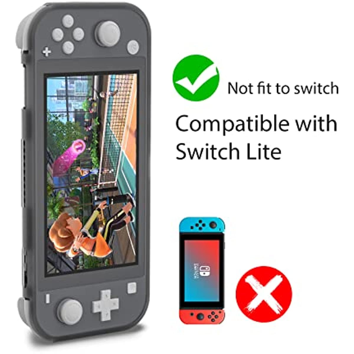 Switch lite Gray Case, Switch lite TPU Case, Comfortable Grip Case for Switch lite with Game Slots - Gray