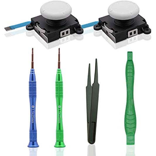 Replacement Joy Stick Compatible with Switch lite, Joystick Replacement Compatible with Switch lite and Repair Tool Kit for Switch lite - 2 Pack (White)