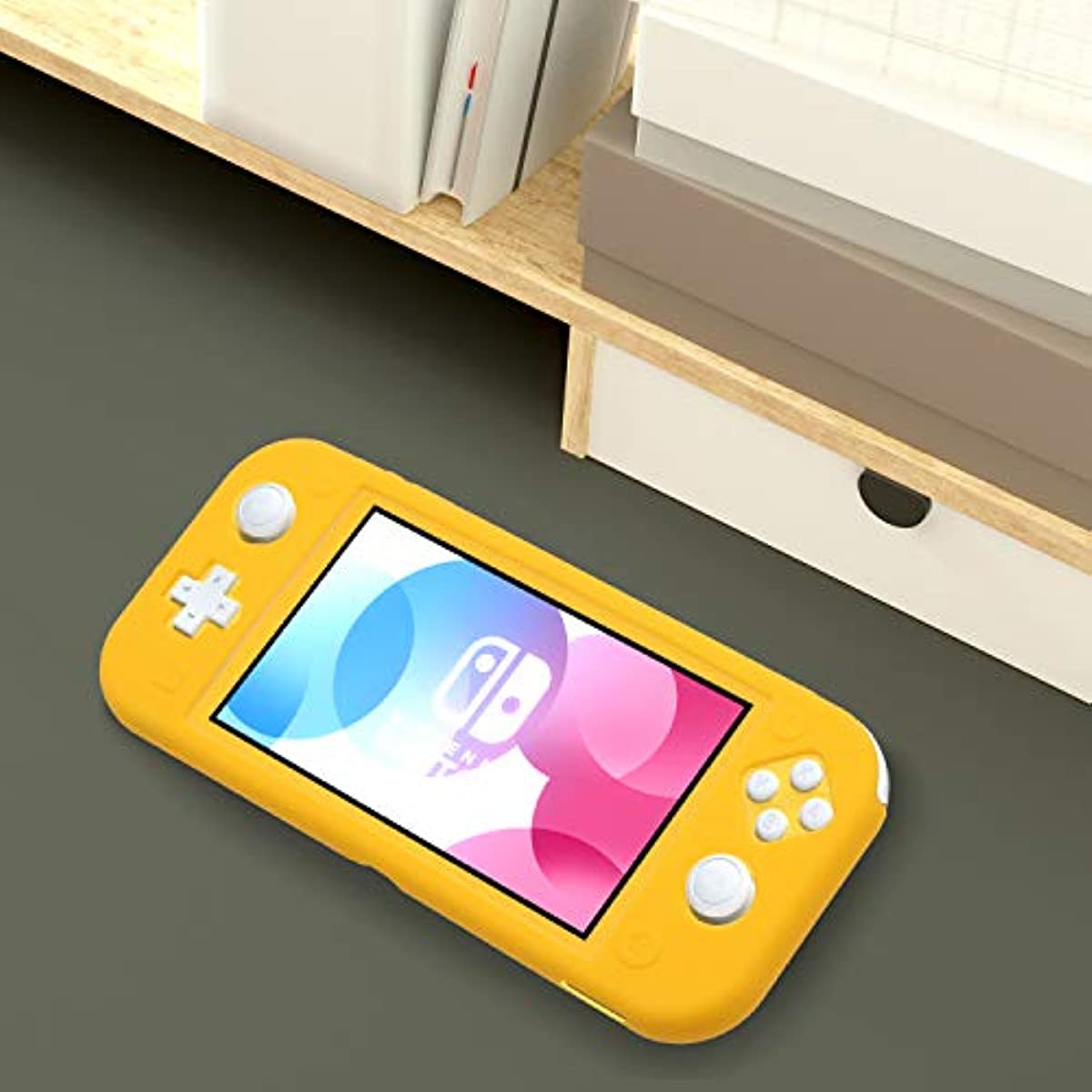 Switch lite Protective Case, Silicone Case for Nintendo Switch Lite with Glass Screen Protector - Yellow