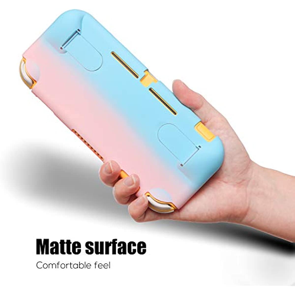 Switch lite Pastel Case, Protective Case for Nintendo Switch lite, Switch lite Grip Case with Kickstand - Pink Blue