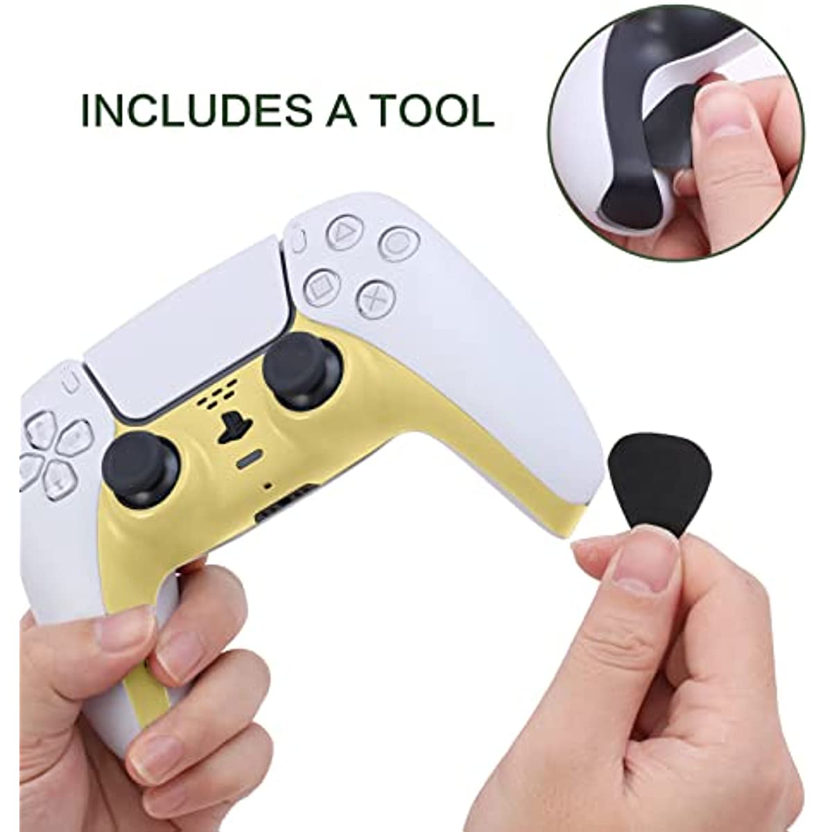 PS5 Controller Faceplate, PS5 Yellow Accessories, Decoration for PS5 Dual Sense Controller - Light Yellow