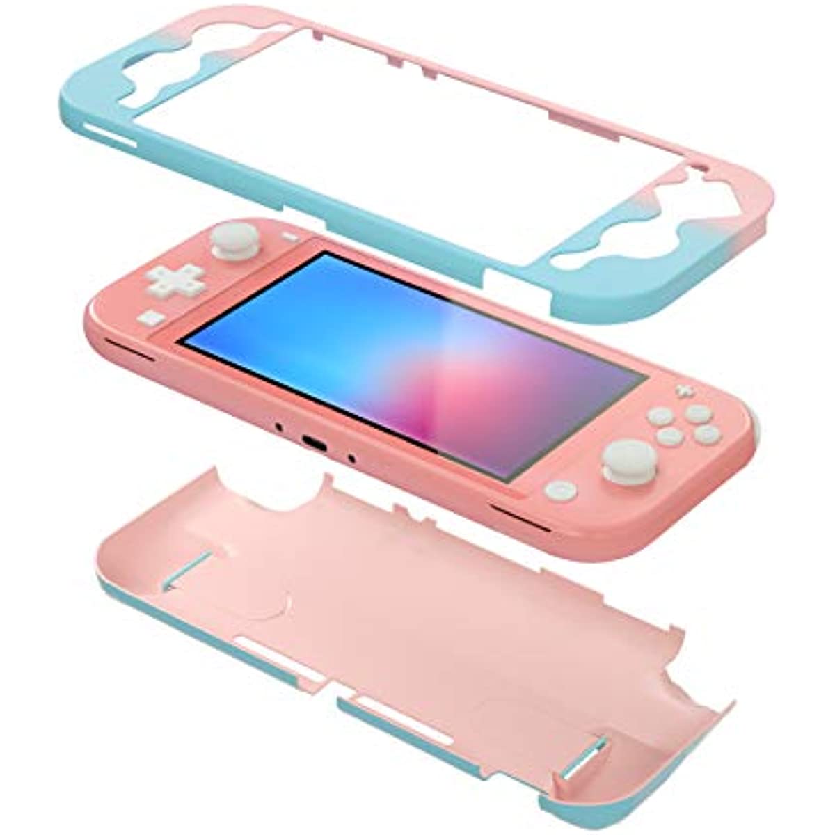 Switch lite Pastel Case, Protective Case for Nintendo Switch lite, Switch lite Grip Case with Kickstand - Pink Blue