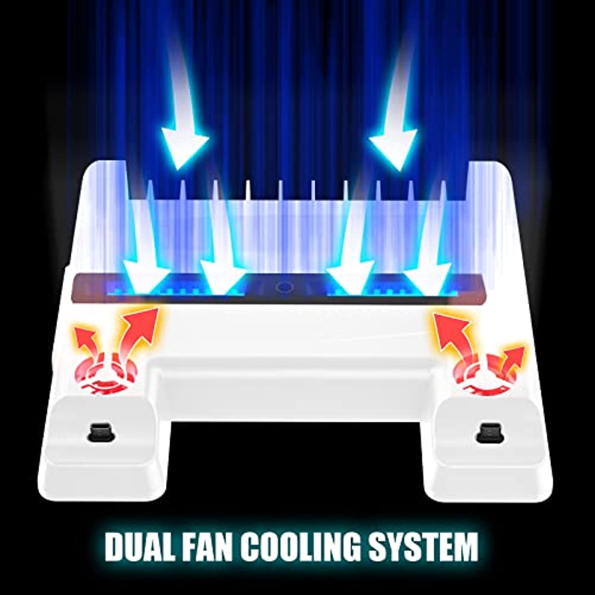 PS5 Charger Station, Fast Charging PS5 Stand with Cooling Fans, 3 Levels Adjustable Fans Speed, 12 PS5 Game Rack Organizer