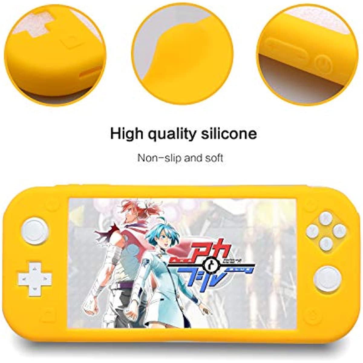 Switch lite Protective Case, Silicone Case for Nintendo Switch Lite with Glass Screen Protector - Yellow