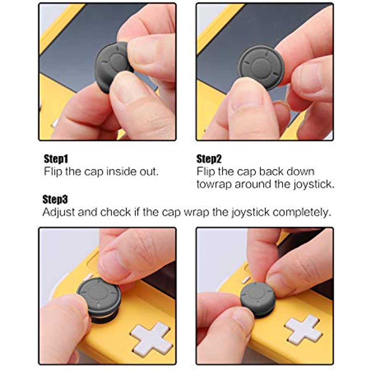 Switch Lite Thumb Grips, Different Sizes Soft and Comfortable Joystick Caps for Nintendo Switch Lite - Gray