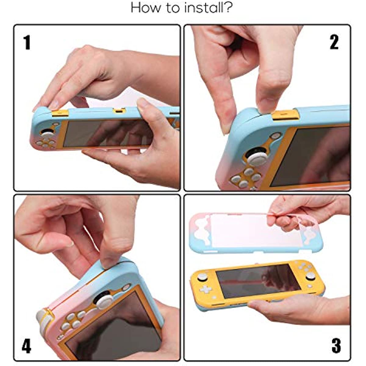 Switch lite Pastel Case, Protective Case for Nintendo Switch lite, Switch lite Grip Case with Kickstand - Pink Blue