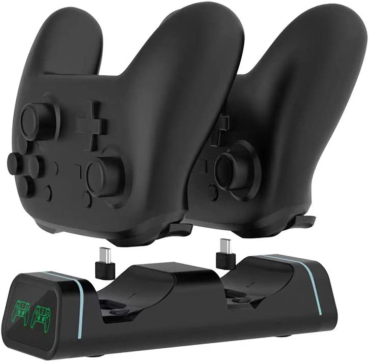 PS5 Controller Charger, PS5 Charging Station, PS5 Accessories for Dual Controllers with USB C Cable and LED Indicator