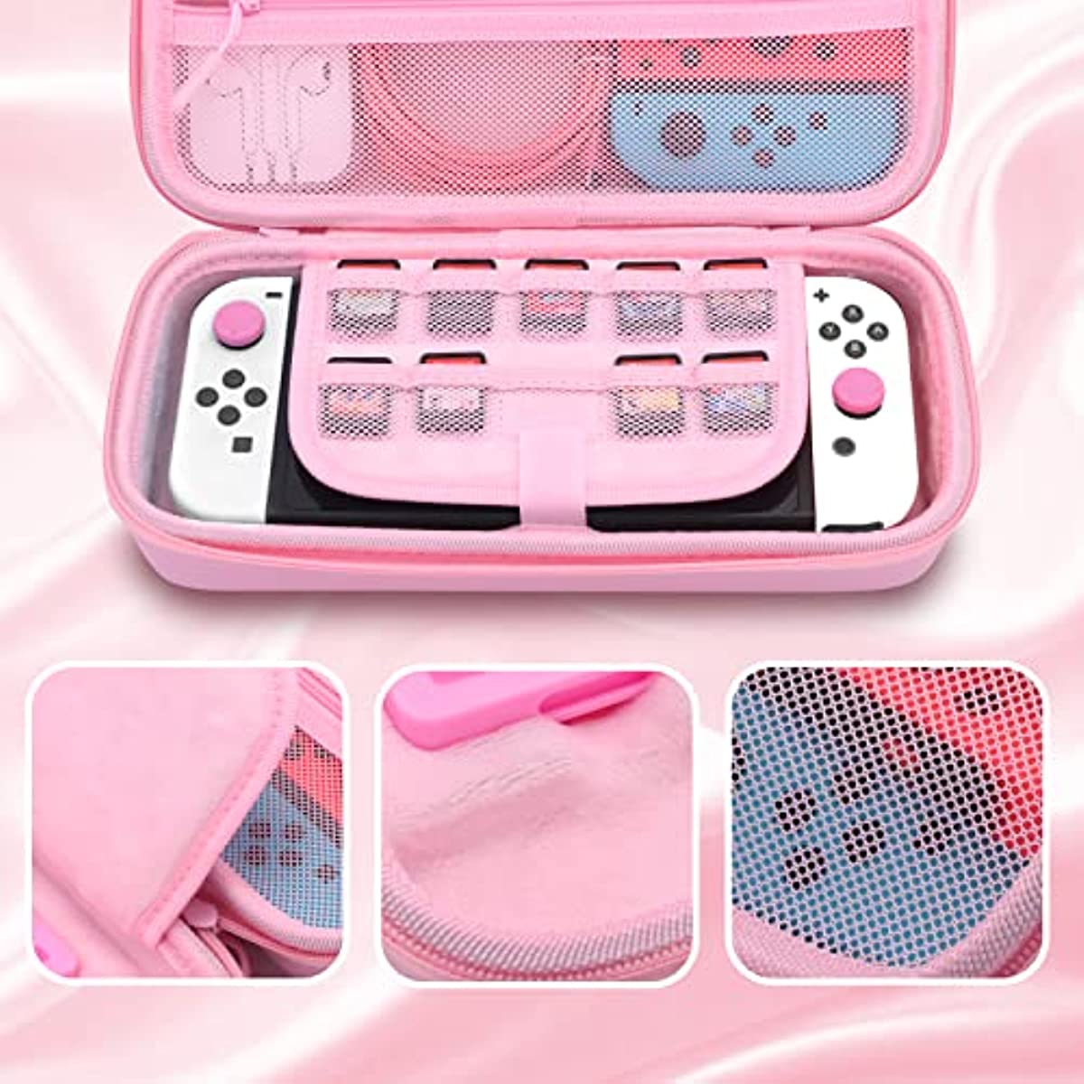 nintendo switch oled carry case pink