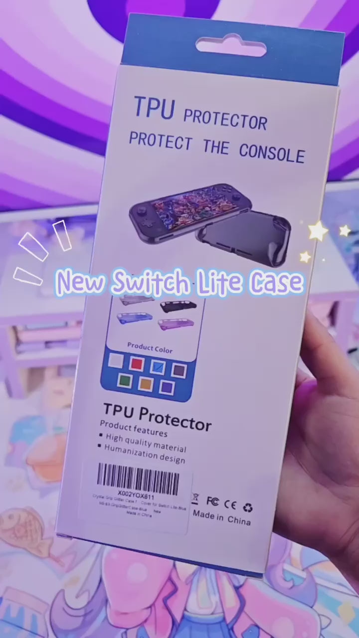 nintendo switch lite glitter case blue