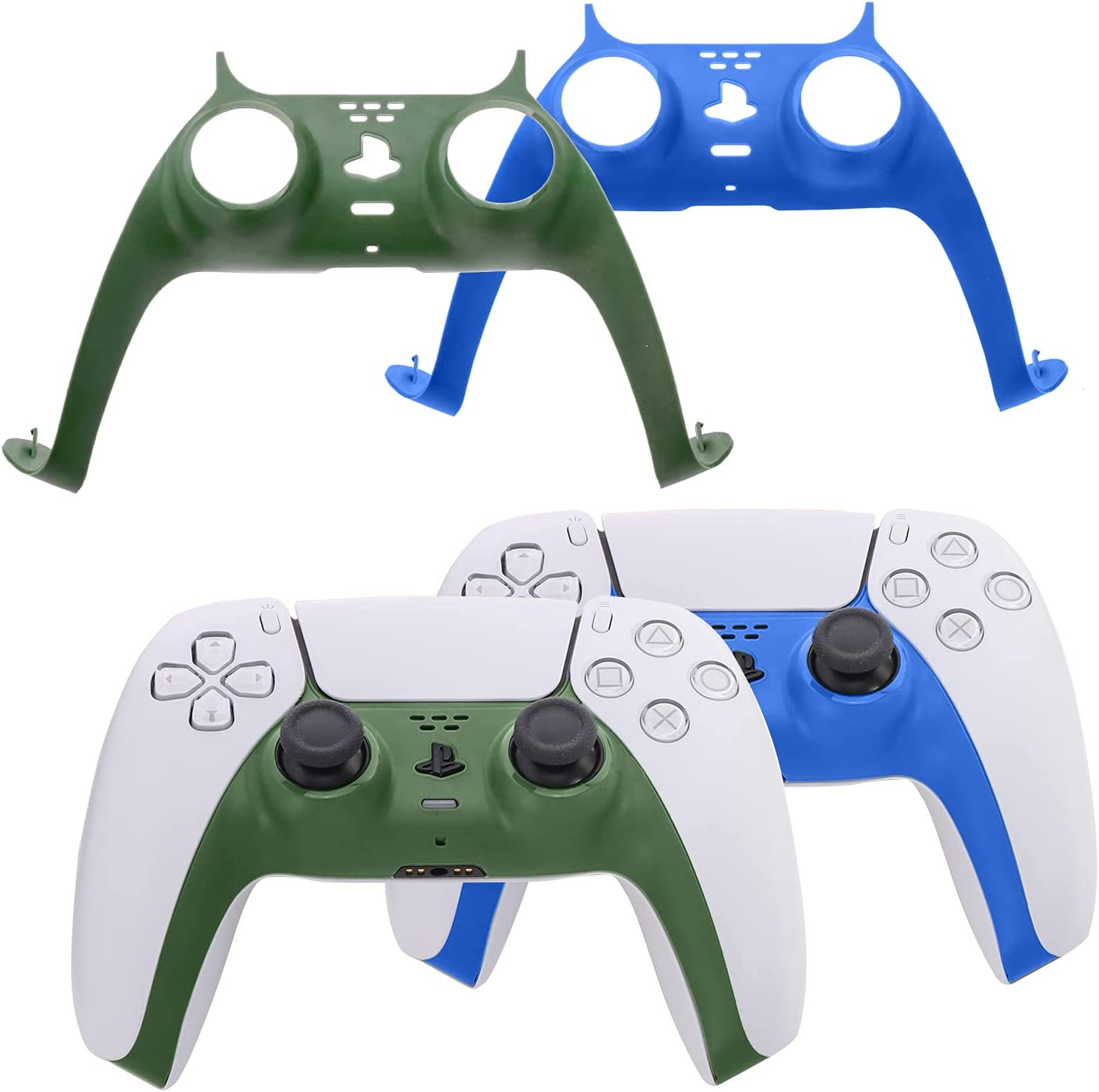 PS5 Controller Accessories, PS5 Controller Plates, PS5 Controller Faceplate 2 Pack - Green and Blue