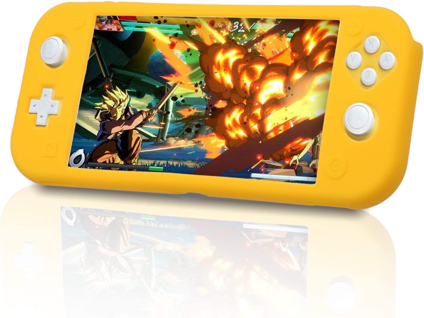 Switch lite Protective Case, Silicone Case for Nintendo Switch Lite with Glass Screen Protector - Yellow